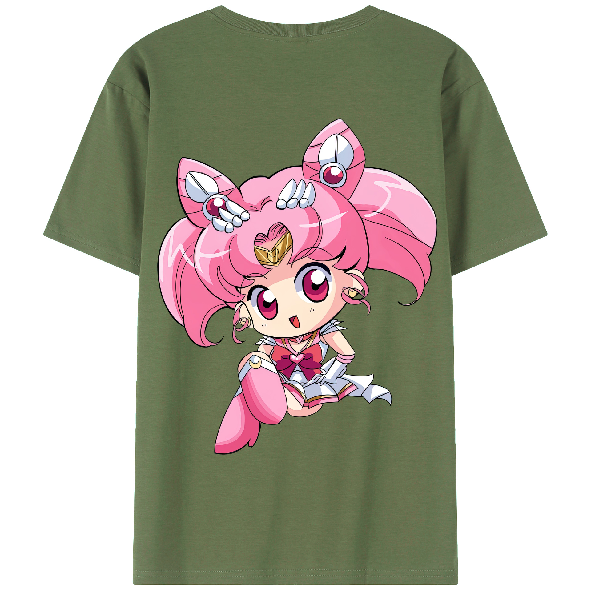 （画像用） 美少女戦士セーラームーン ちびうさ Sailor Moon Chibiusa Tsukino Usagi Small Lady Serenity 綿100％ メンズ半袖Tシャツ（バックプリント） 通気性